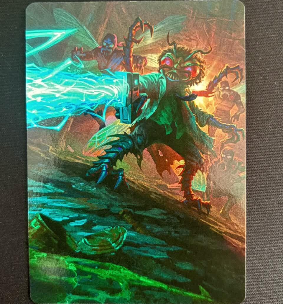 Ilustração de Baxter, Exxxperimental Zzzientist em cartão da Art Series do set Magic: The Gathering Teenage Mutant Ninja Turtles